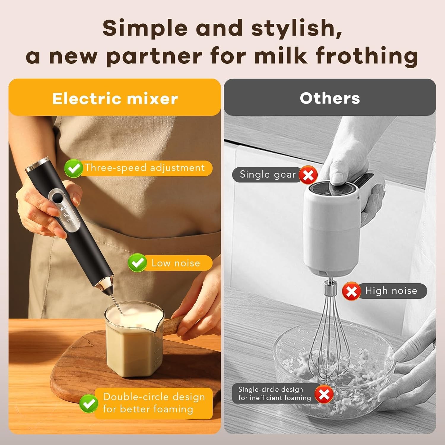 USB Rechargeable Electric Milk Frother Handheld Whisk Mixer Stirrer Coffee New