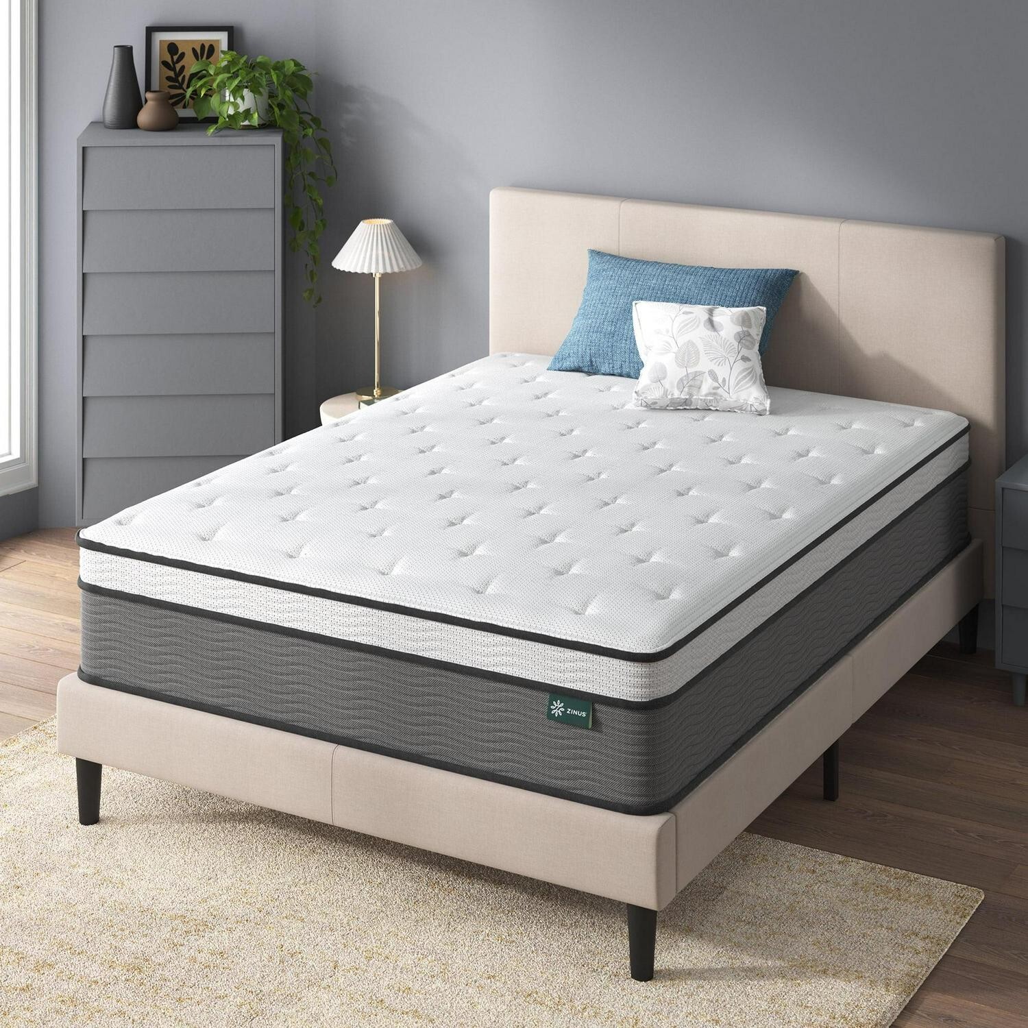 Zinus Pressure Relief Extra Firm Hybrid Mattress Comfort Foam and Pocket Spring