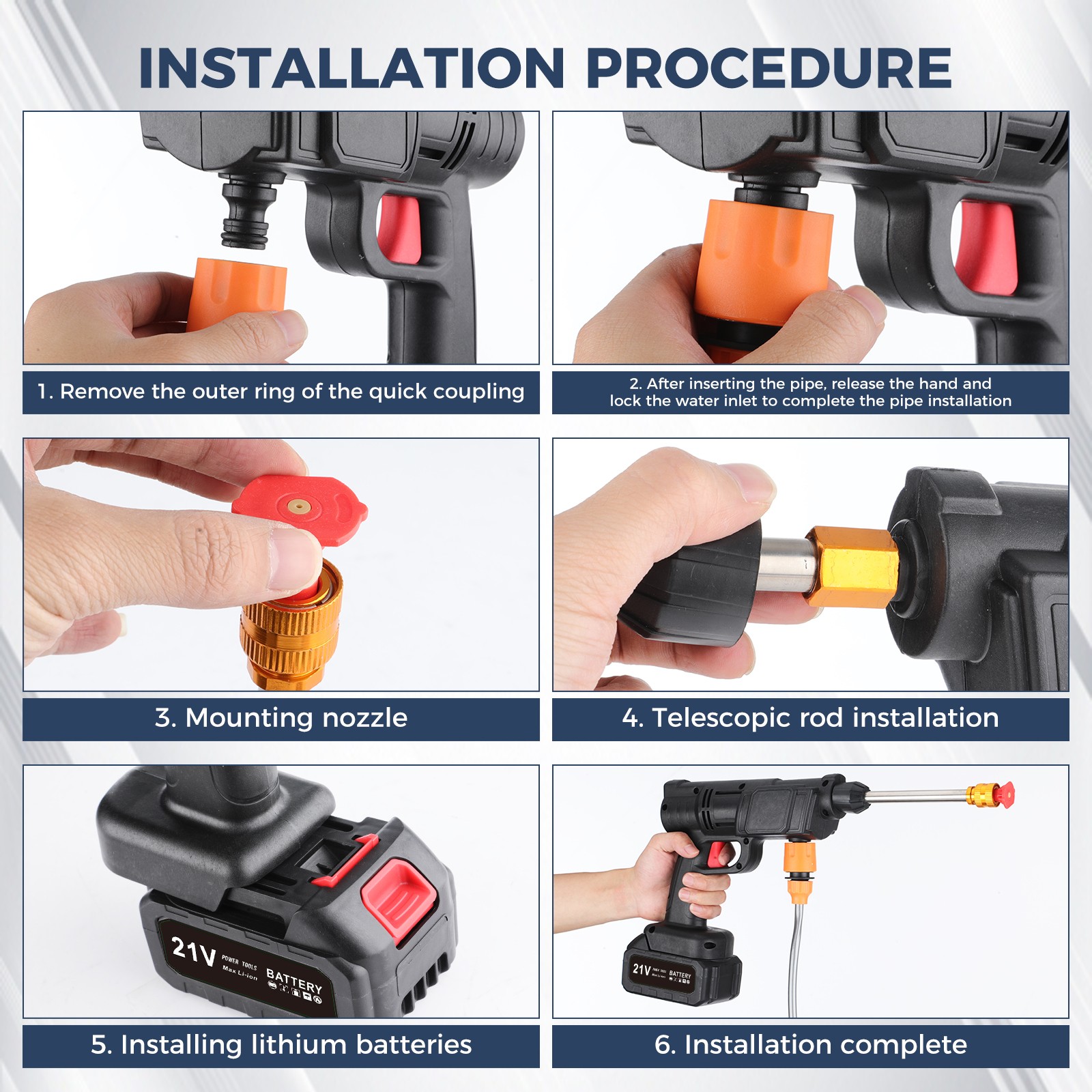 Water Pressure Washer For balconies decks US 70 dB Cordless 1.2mpa/145PSI