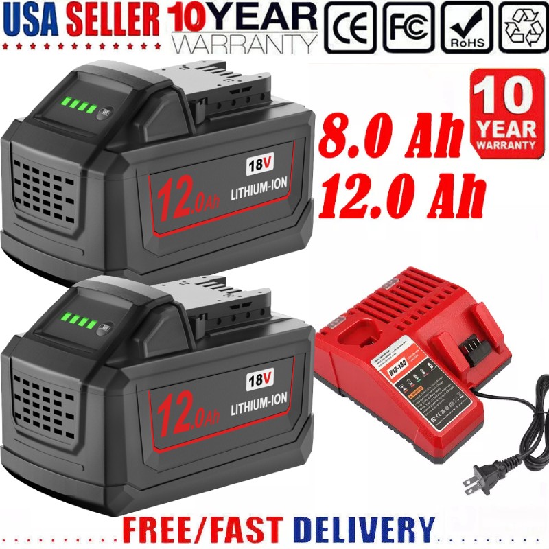 12.0Ah For Milwaukee For M18 Extended Lithium 48-11-1880 Battery / Charger US