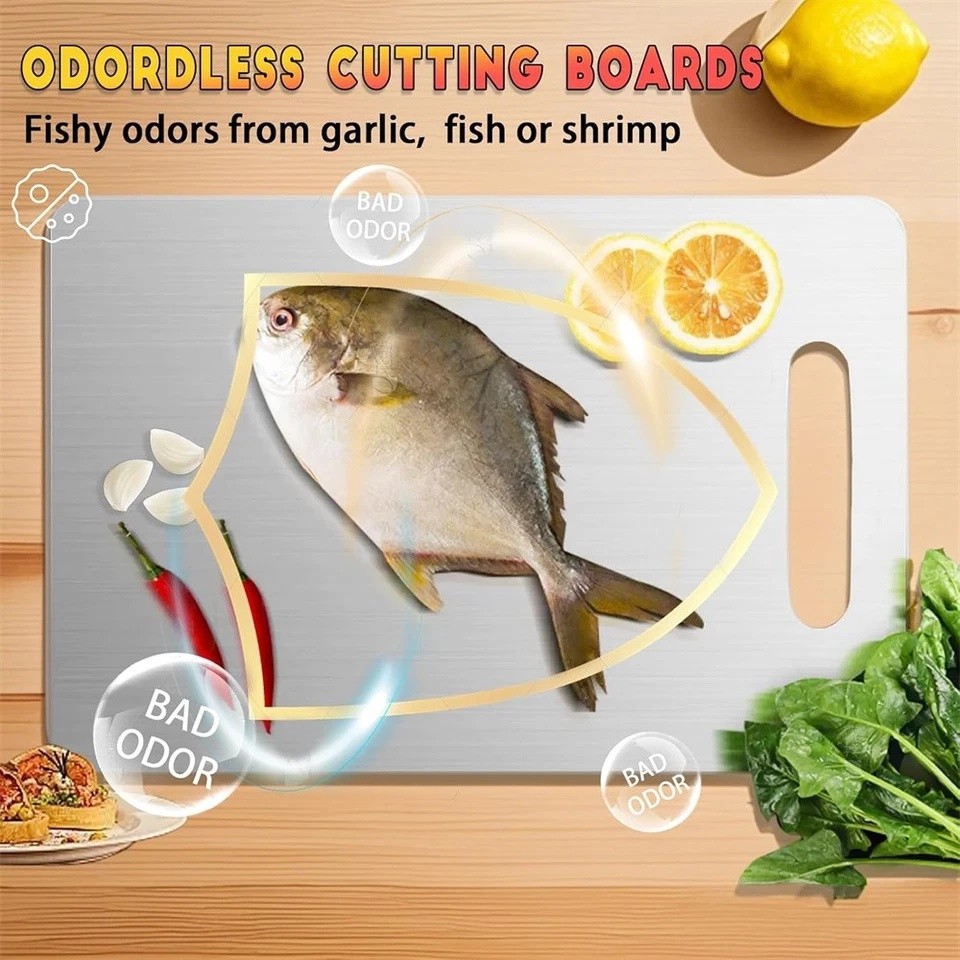 Titanium Cutting Board 100% Pure Non-Stick Double-Sided 11×15.5″ in for Kitchen