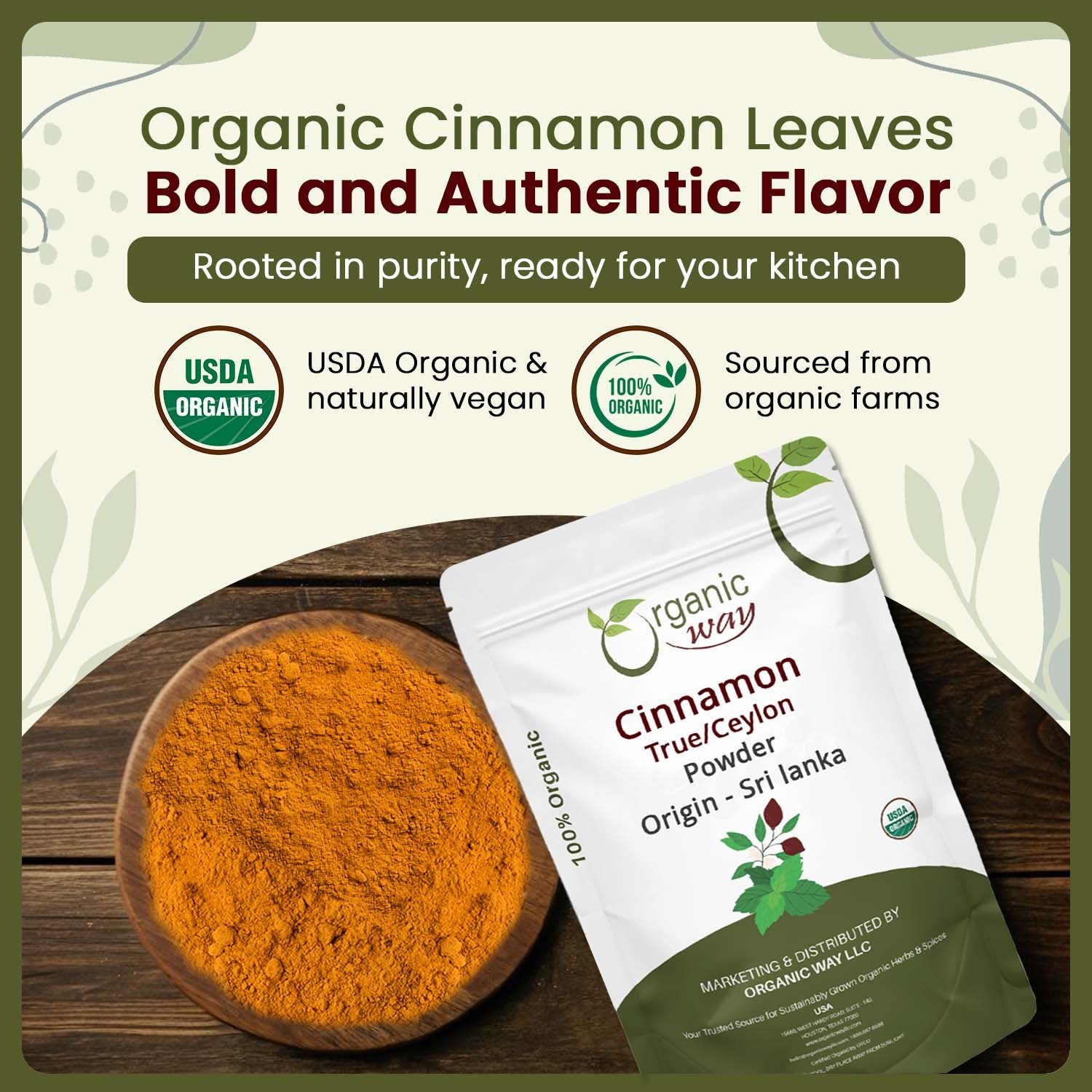 Organic Way True Ceylon Cinnamon Powder – Organic, Kosher & USDA Certified