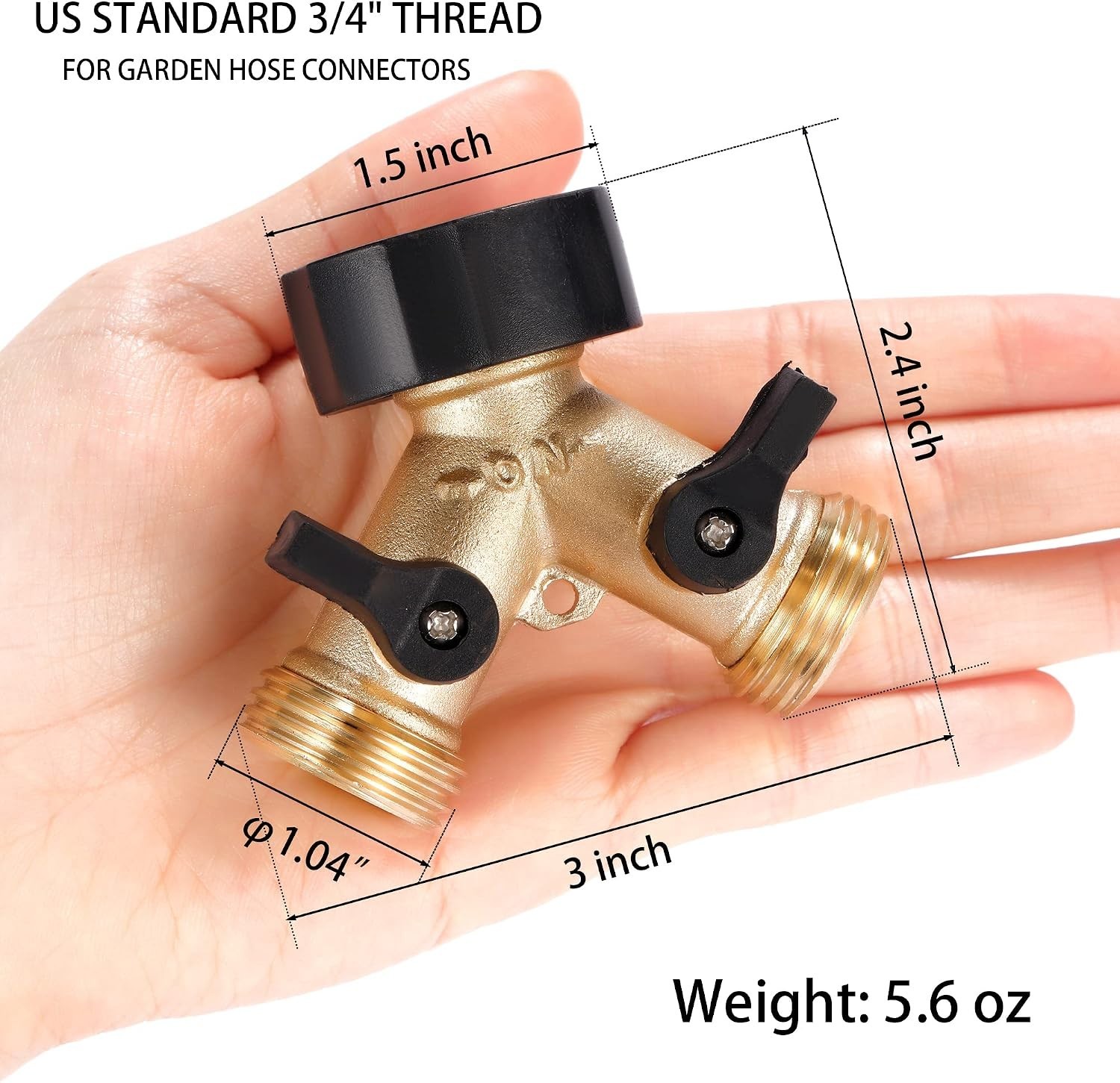 Adjustable Flow Control Brass Garden Hose Splitter – Compact & Heavy Duty