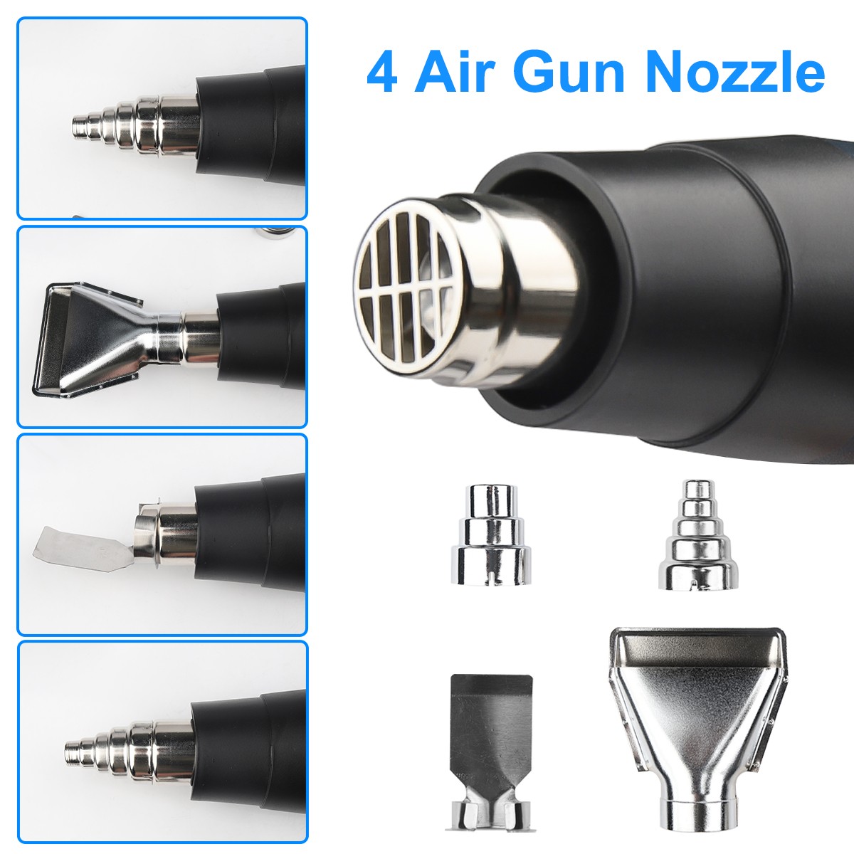 2500W Electric Heat Gun with LCD Display, Dual Temperature Control+4 Nozzles