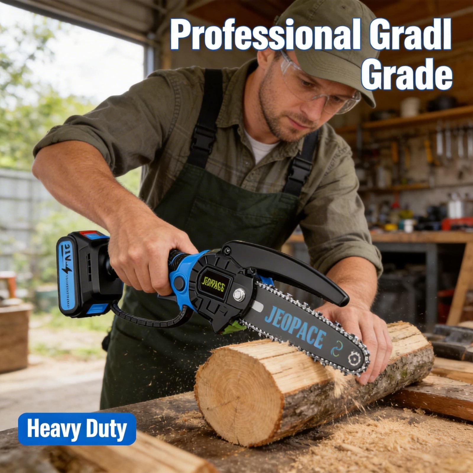 Mini Chainsaw 6 Inch Portable Electric Chainsaw Cordless with 2 Chain, 2 Battery