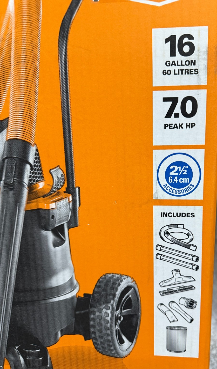RIDGID 16 Gal. 7.0 Peak HP NXT Power Wet/Dry Shop Vacuum HD1900 with Cart
