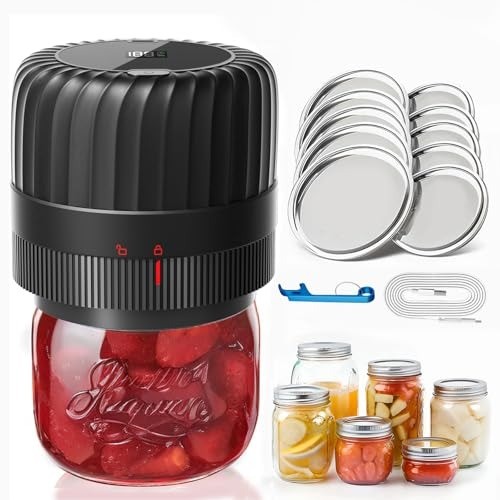 Vacuum Sealer for Mason Jars 1300mAh 200 Uses Battery-Powered Food Saver Kit