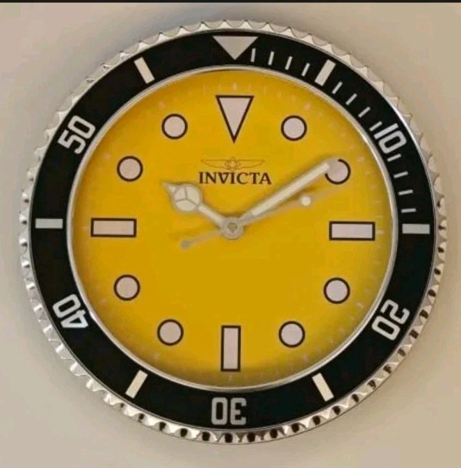 Invicta Pro Diver 14 Inch YELLOW Face BLACK Dial Wall Clock 70041
