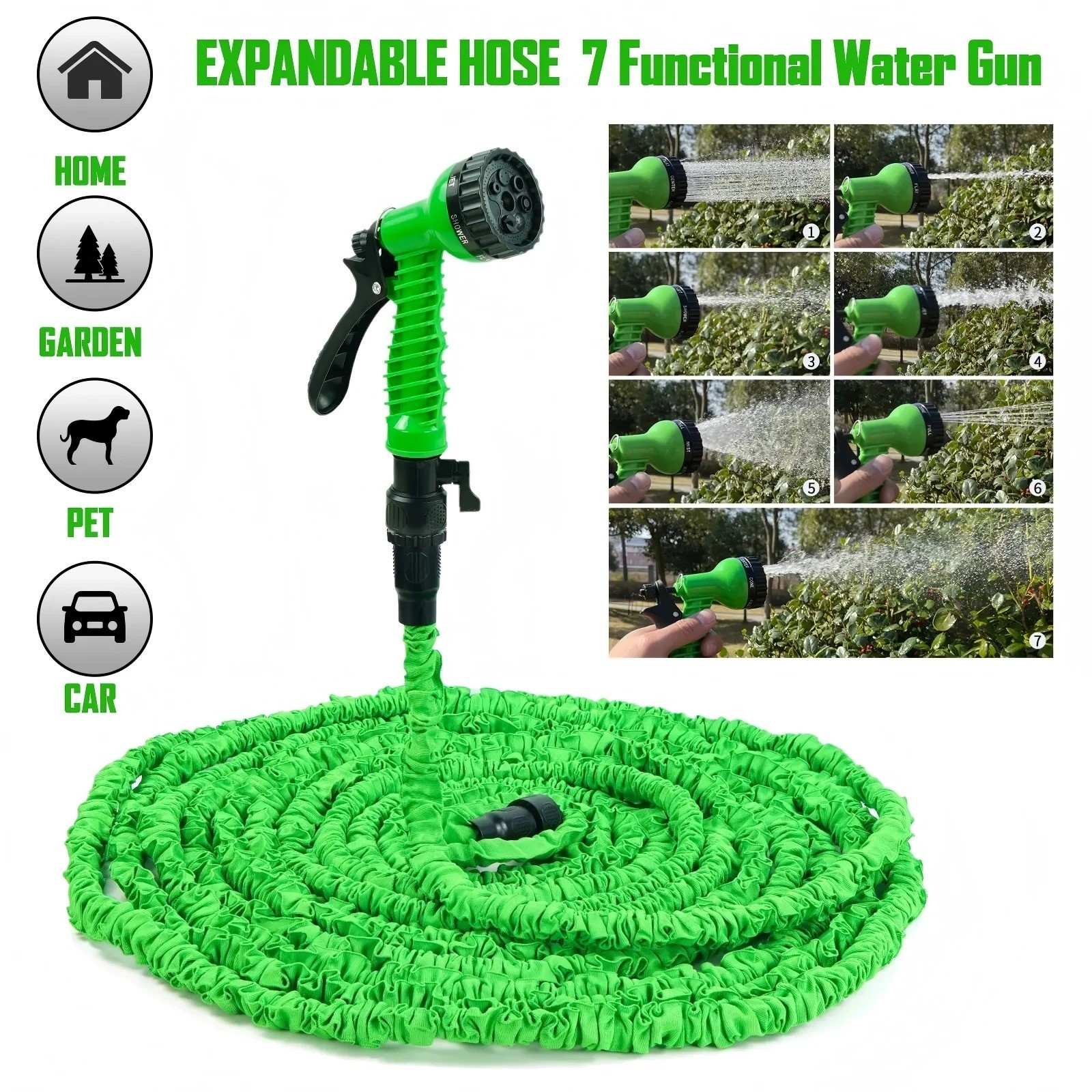 100FT Expandable Magic Garden Hose, Expandable with 7 Spray Functions