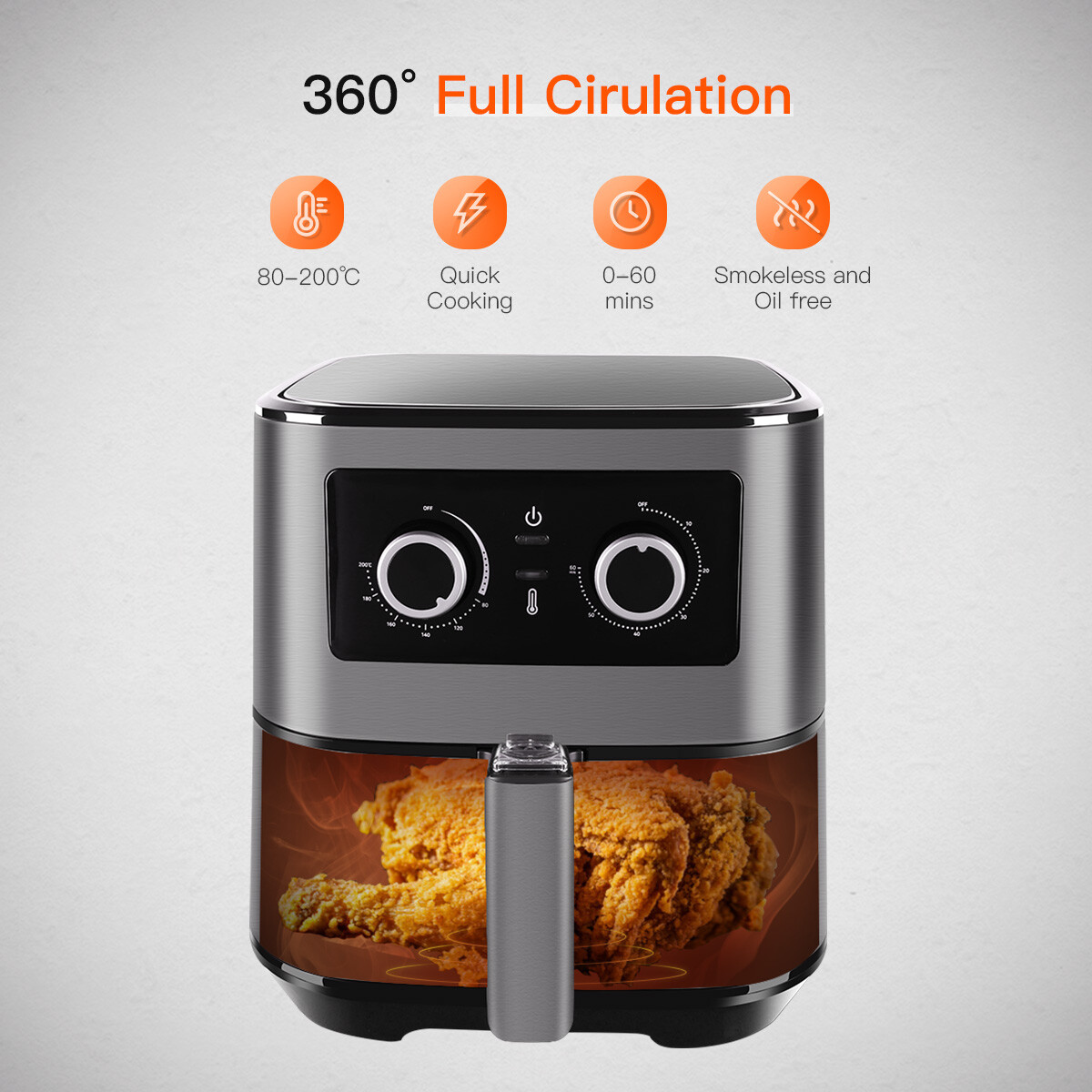 1700W Air Fryer 5.5L Oil Free Low Fat Healthy Cooker Oven Kitchen Frying