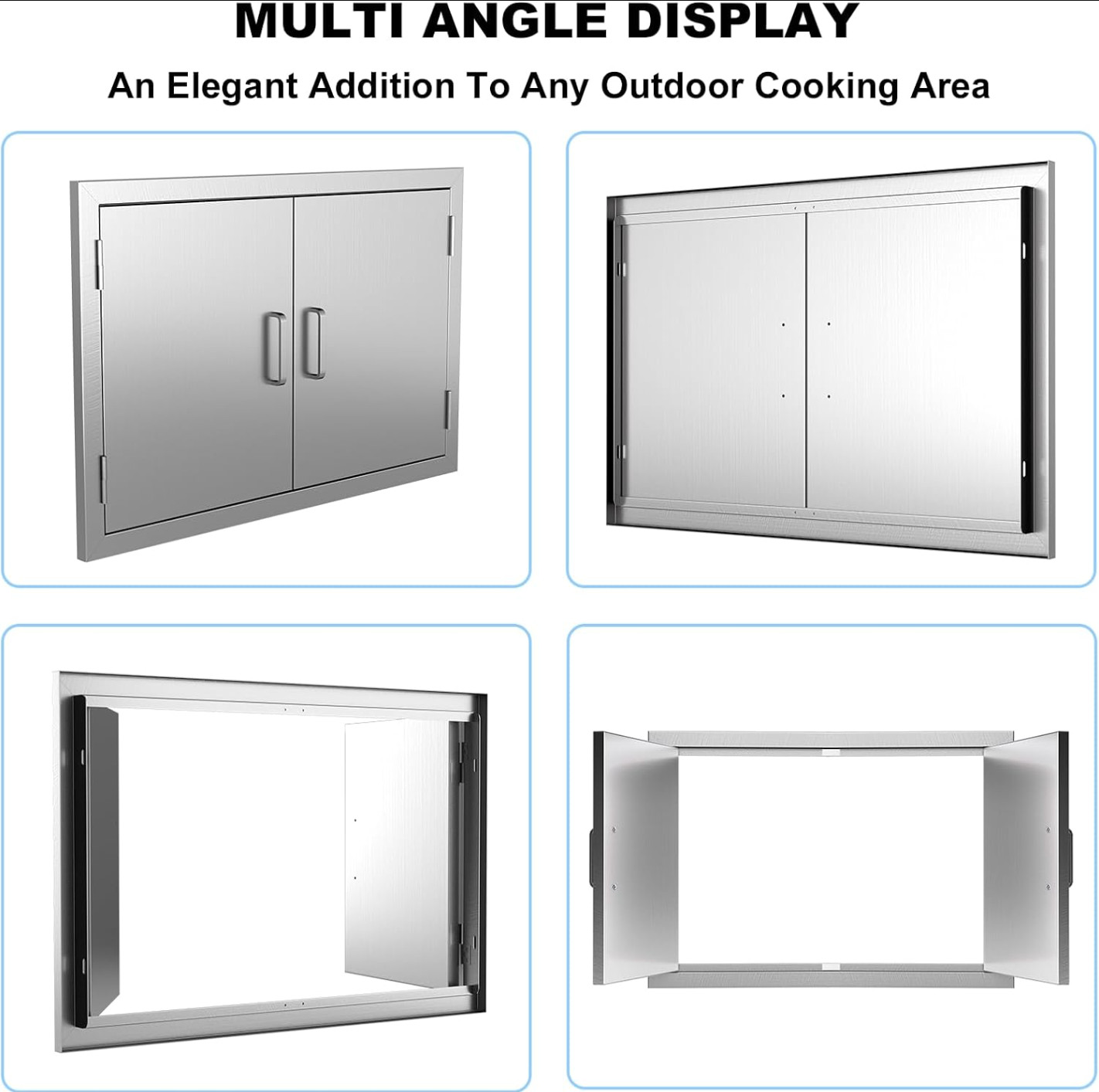 Stainless Steel BBQ Access Double Door 28W x 19H for Outdoor Grilling