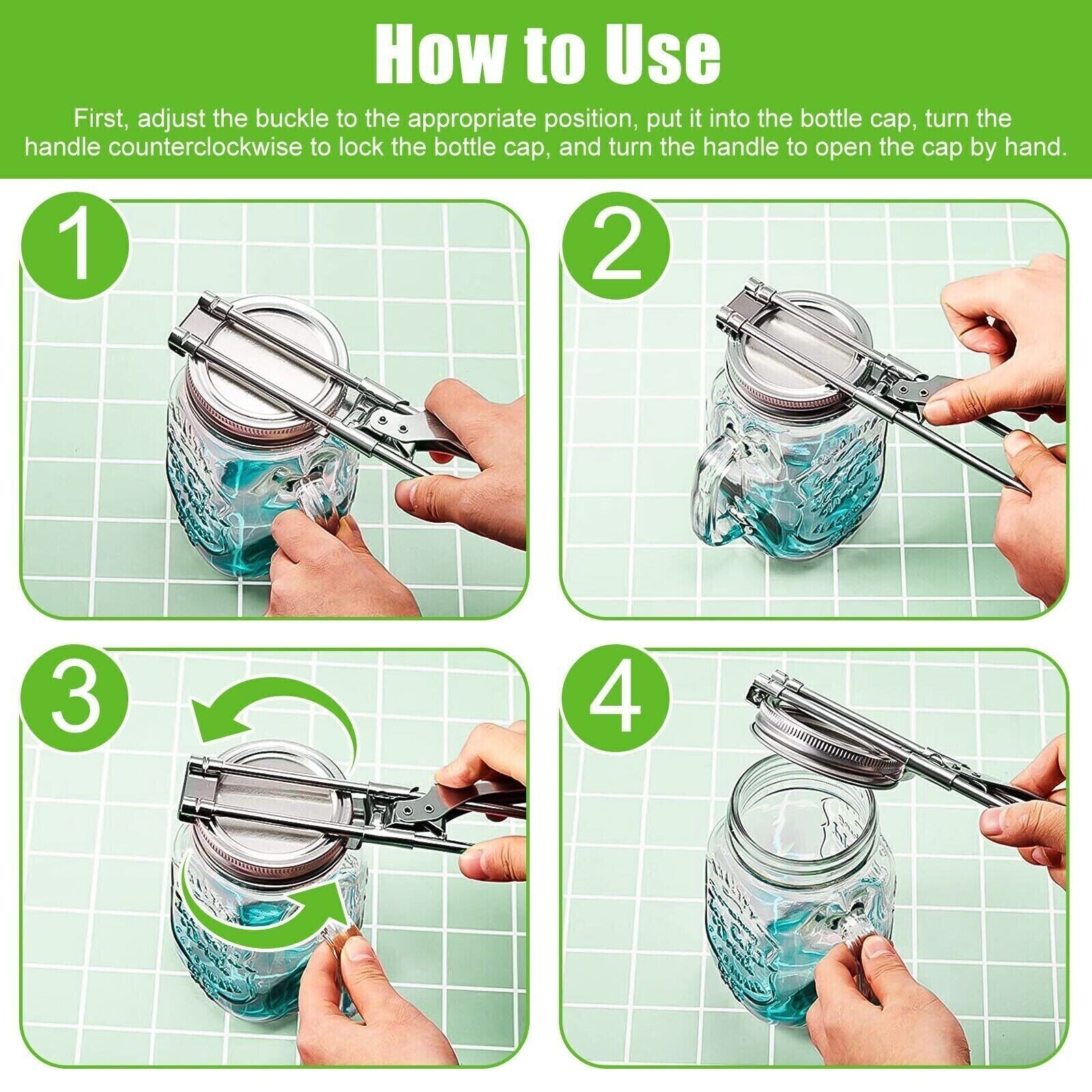 2PCS Adjustable Multifunctional Stainless Steel Can Opener Jar Lid Gripper New