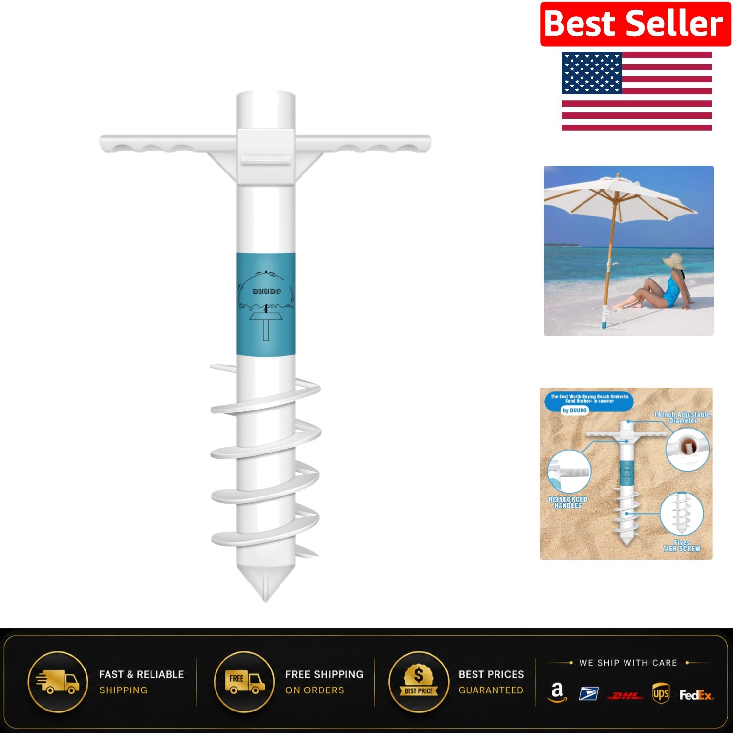Heavy-Duty Beach Umbrella Sand Anchor: 5-Spiral Design for Ultimate Stability