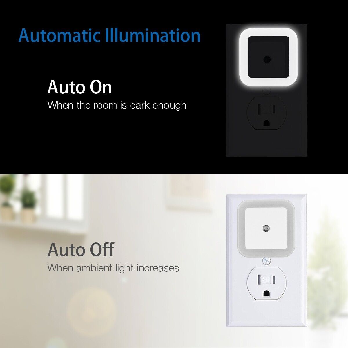 6Pcs Plug-in LED Night Light Lamp Dusk to Dawn Sensor Hallway Kitchen Bathroom