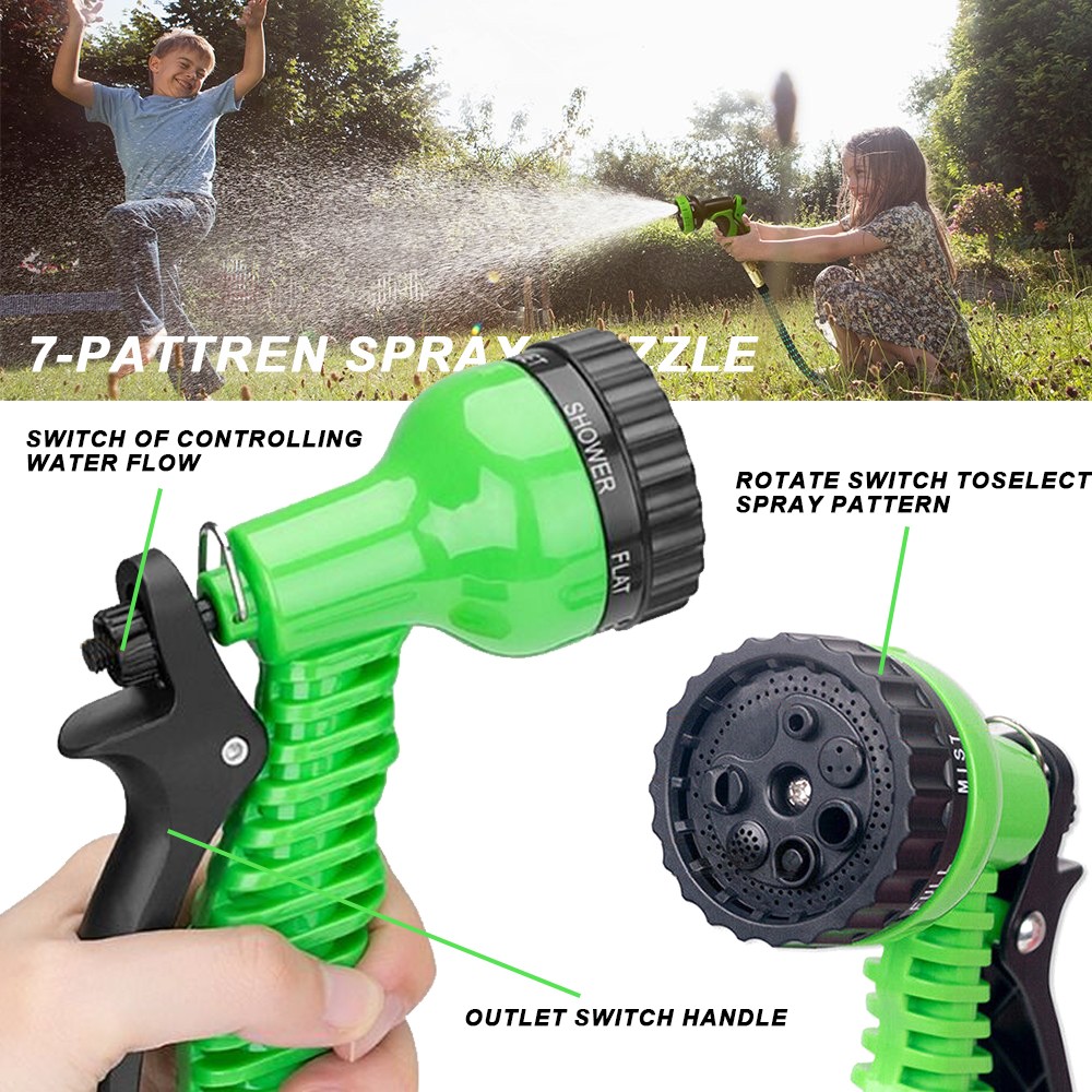 50FT 75FT Expandable Flexible Outdoor Garden Water Hose Pipe with Spray Nozzle