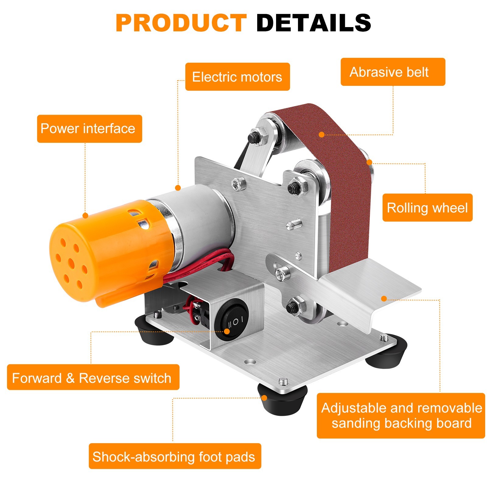 Mini Electric Belt Sander 7 Speed Adjustable Sanding Machine Polishing Grinding