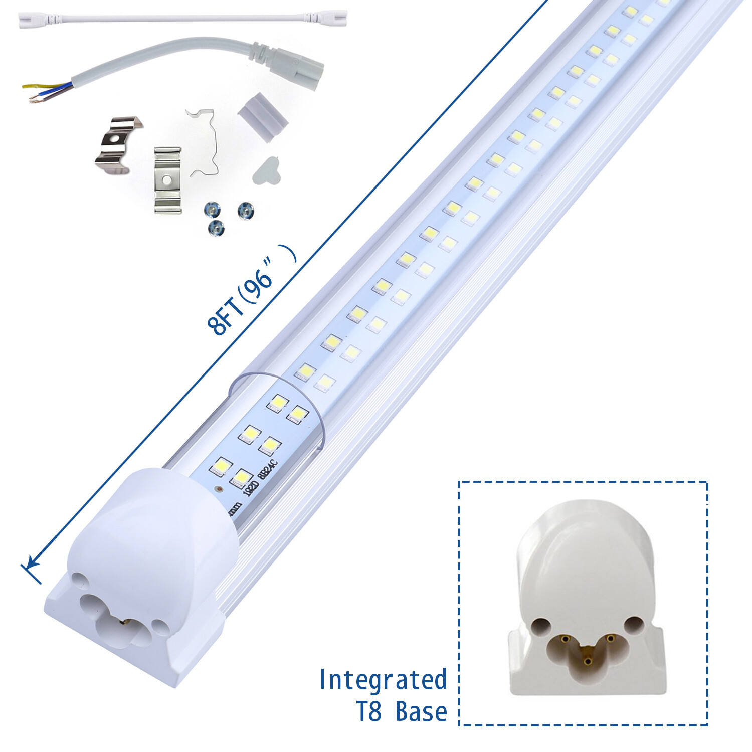 8ft Linkable Led Shop Light Fixture, T8 Integrated 8 Foot Led Tube Light Bulbs