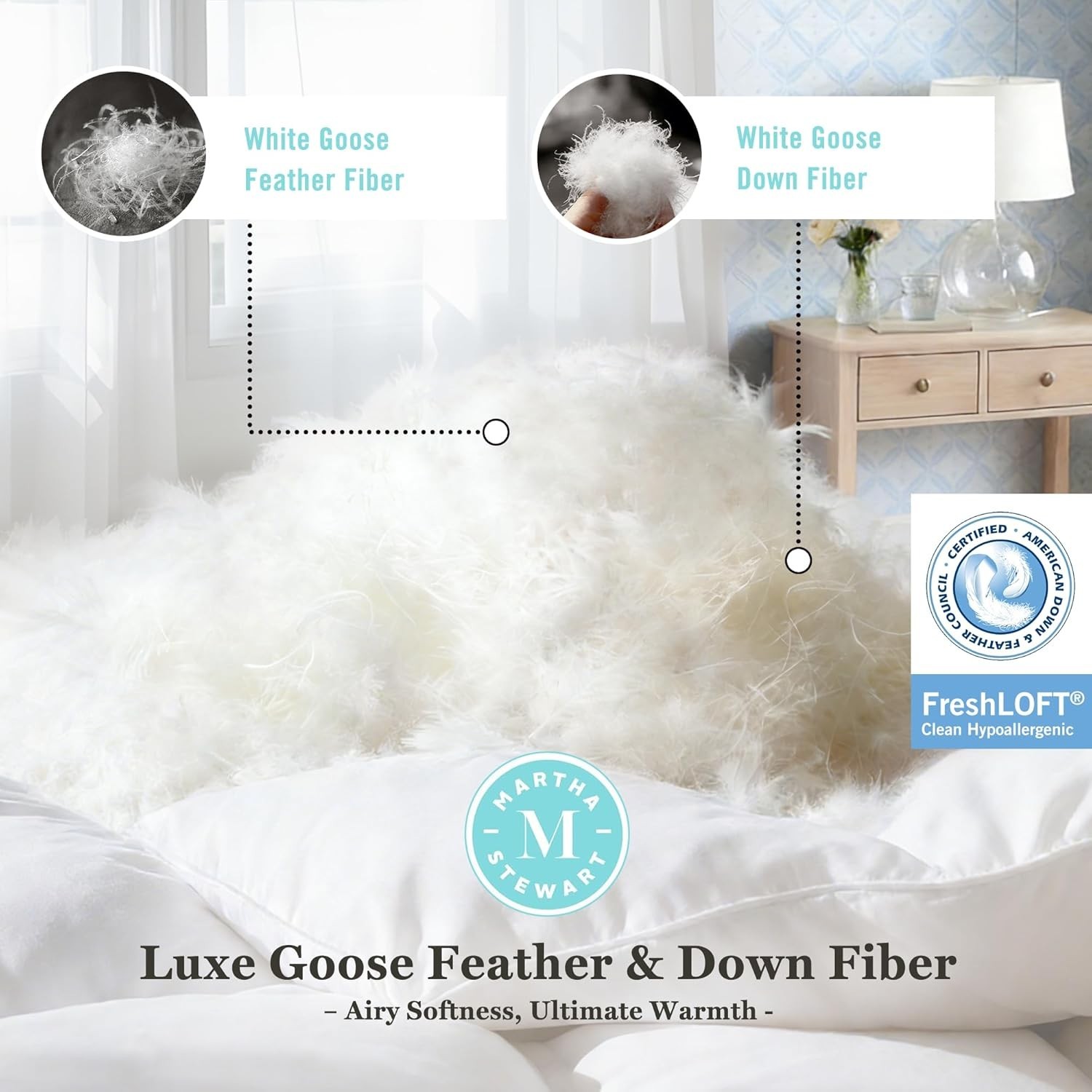 Luxury White Goose Feathers Down Fiber Comforter Queen Size | Hotel Collectio…