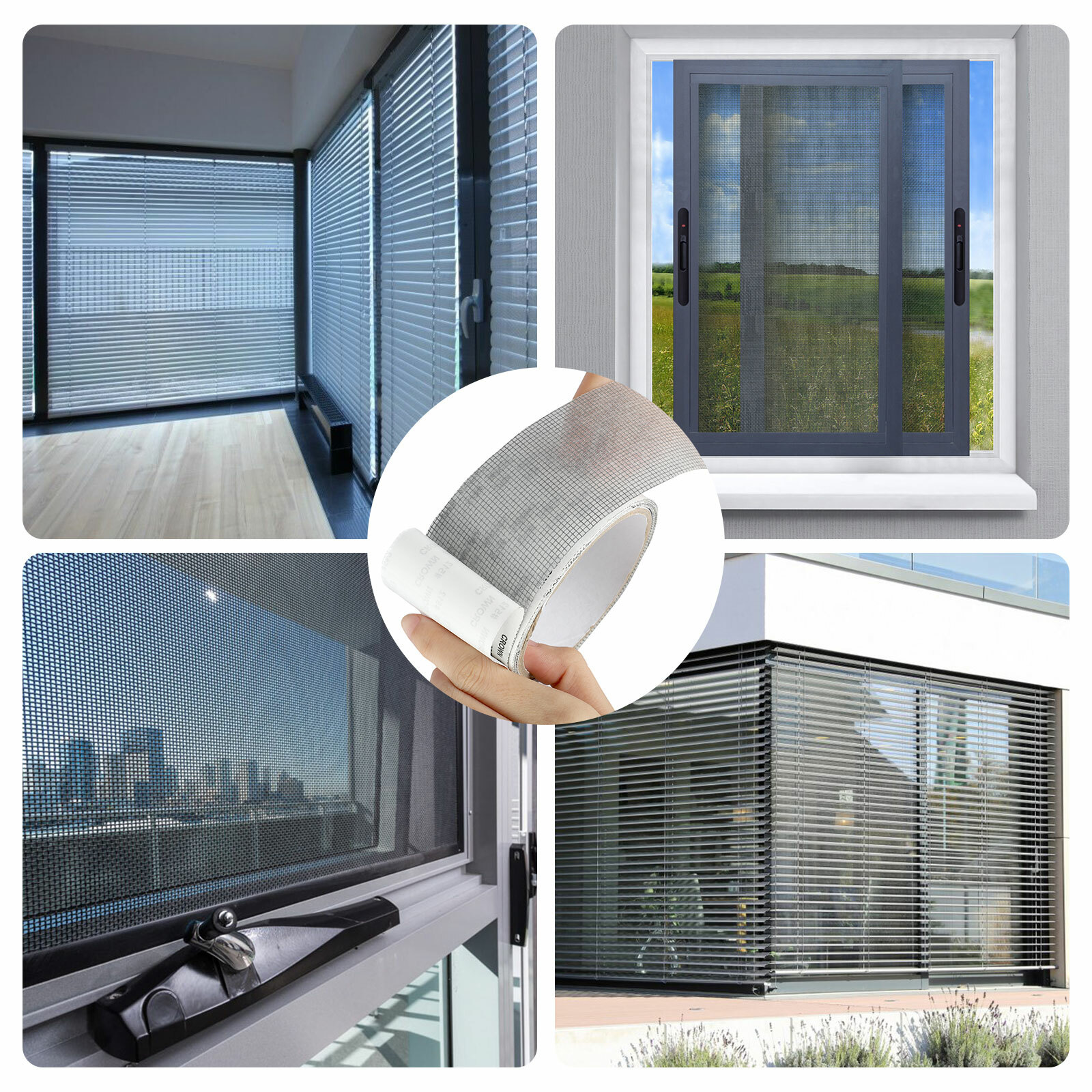 Window Screen Repair Patch Adhesive Fiberglass Mesh Hole Repair Tape 5*200cm US