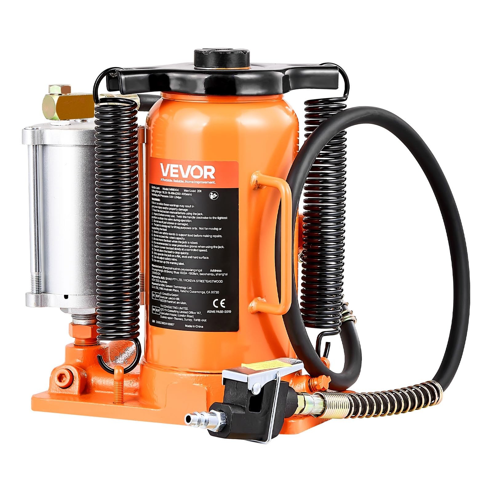 VEVOR Air Hydraulic Bottle Jack, 20 Ton/40000 LBS All Welded Bottle Jack, 10.4-1