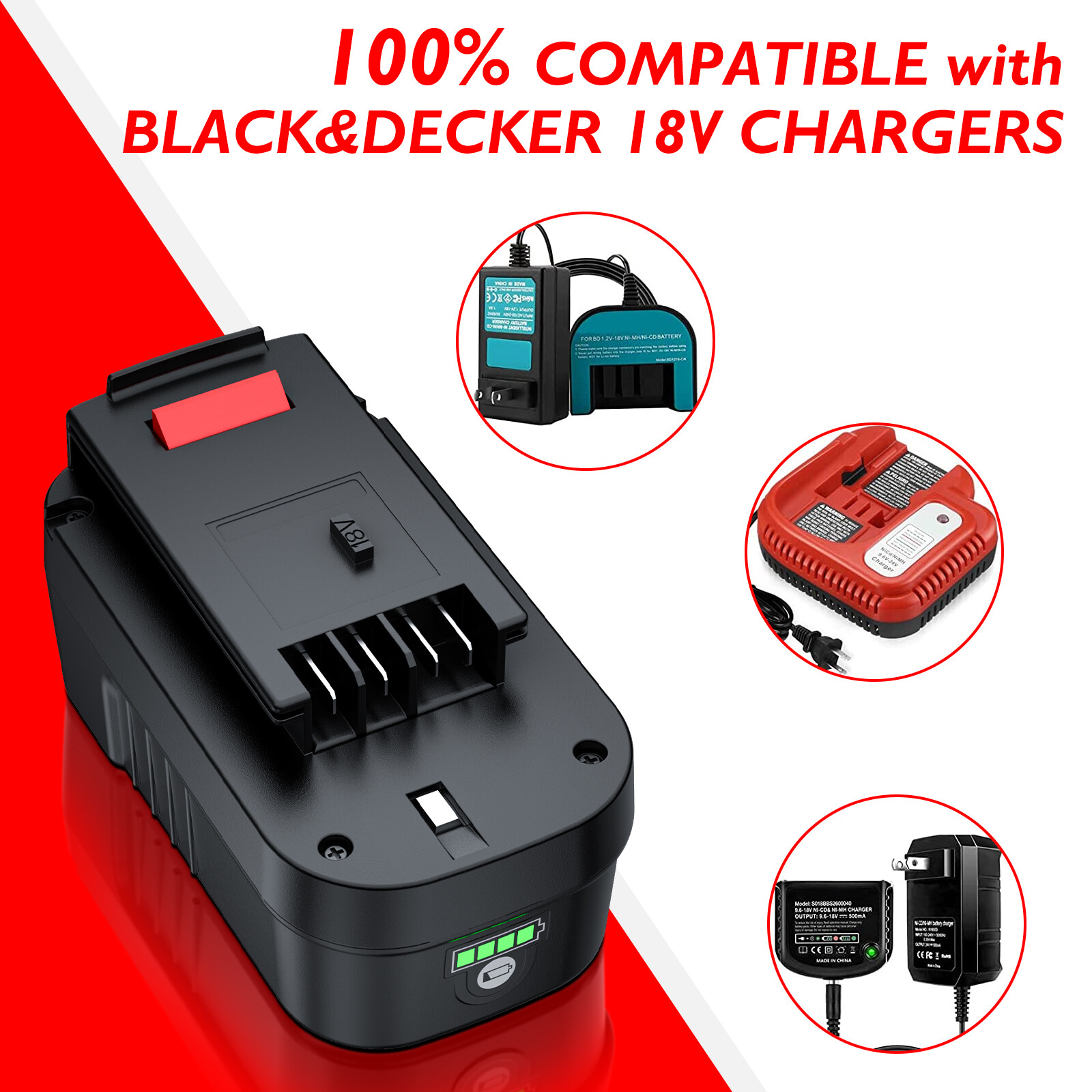 2/1Pack 18V 8.0Ah For Black & Decker 18 Volt Lithium-Ion Battery HPB18 HPB18-OPE