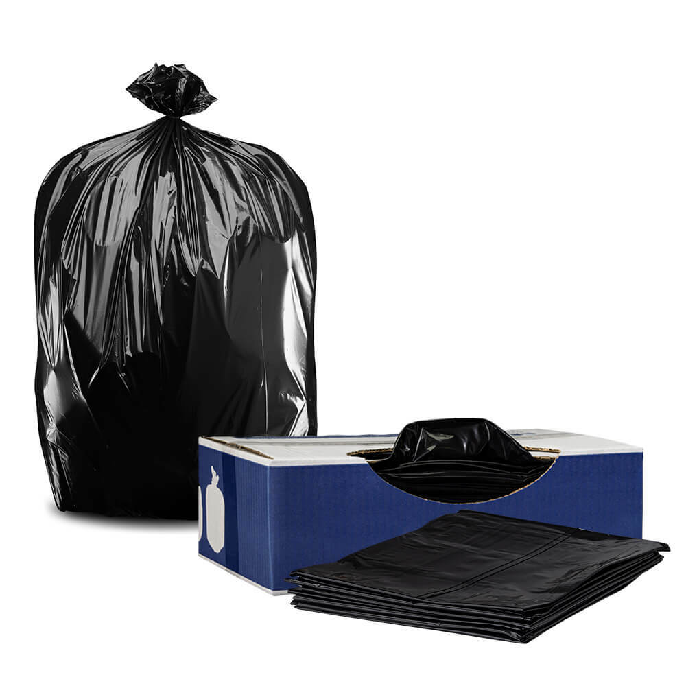 Plasticplace 32-33 Gallon Trash Bags – Black, Case of 100 Garbage Bags