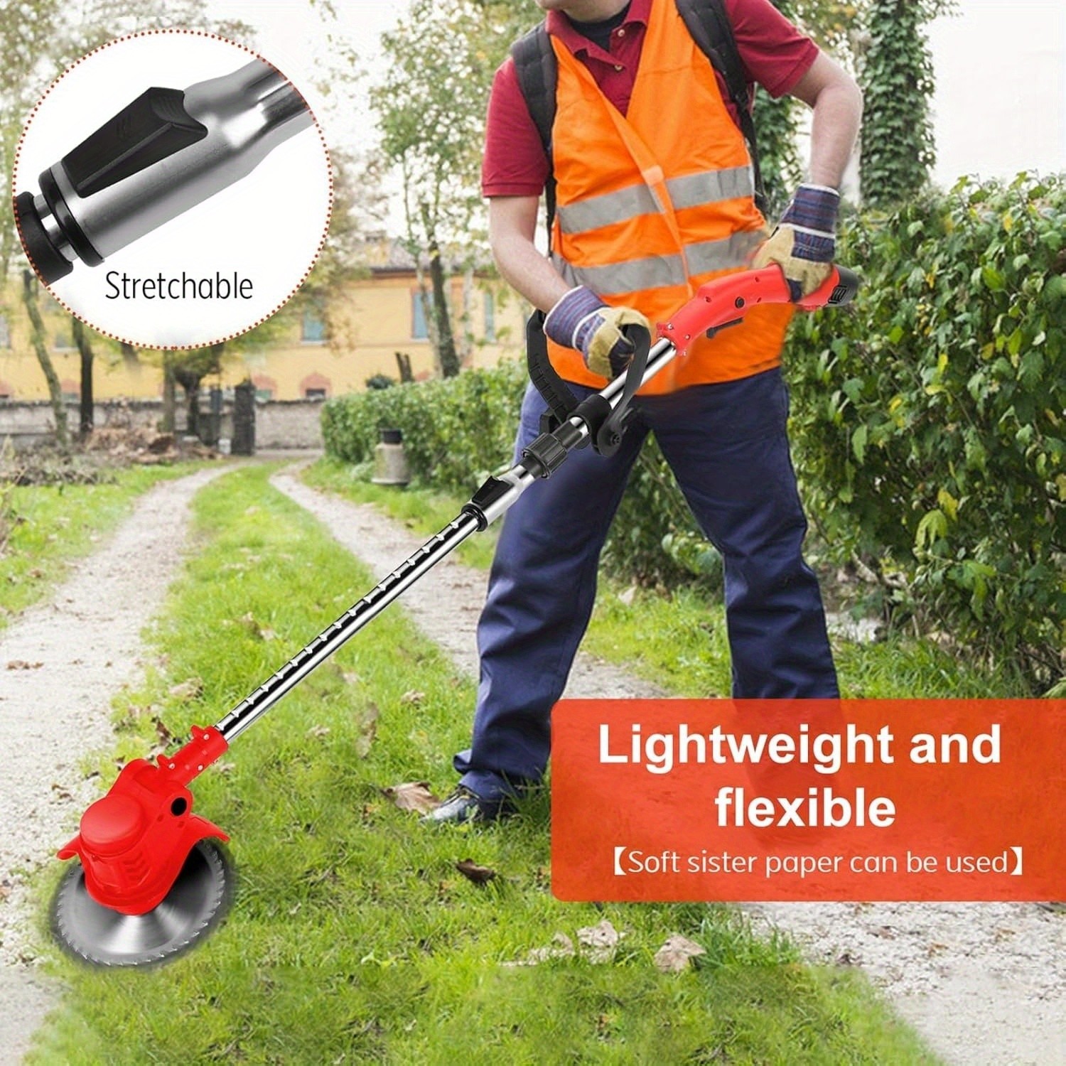 Electric Weed Eater Cordless 1200mAh Battery Operated Weed Trimmer with 3 Types