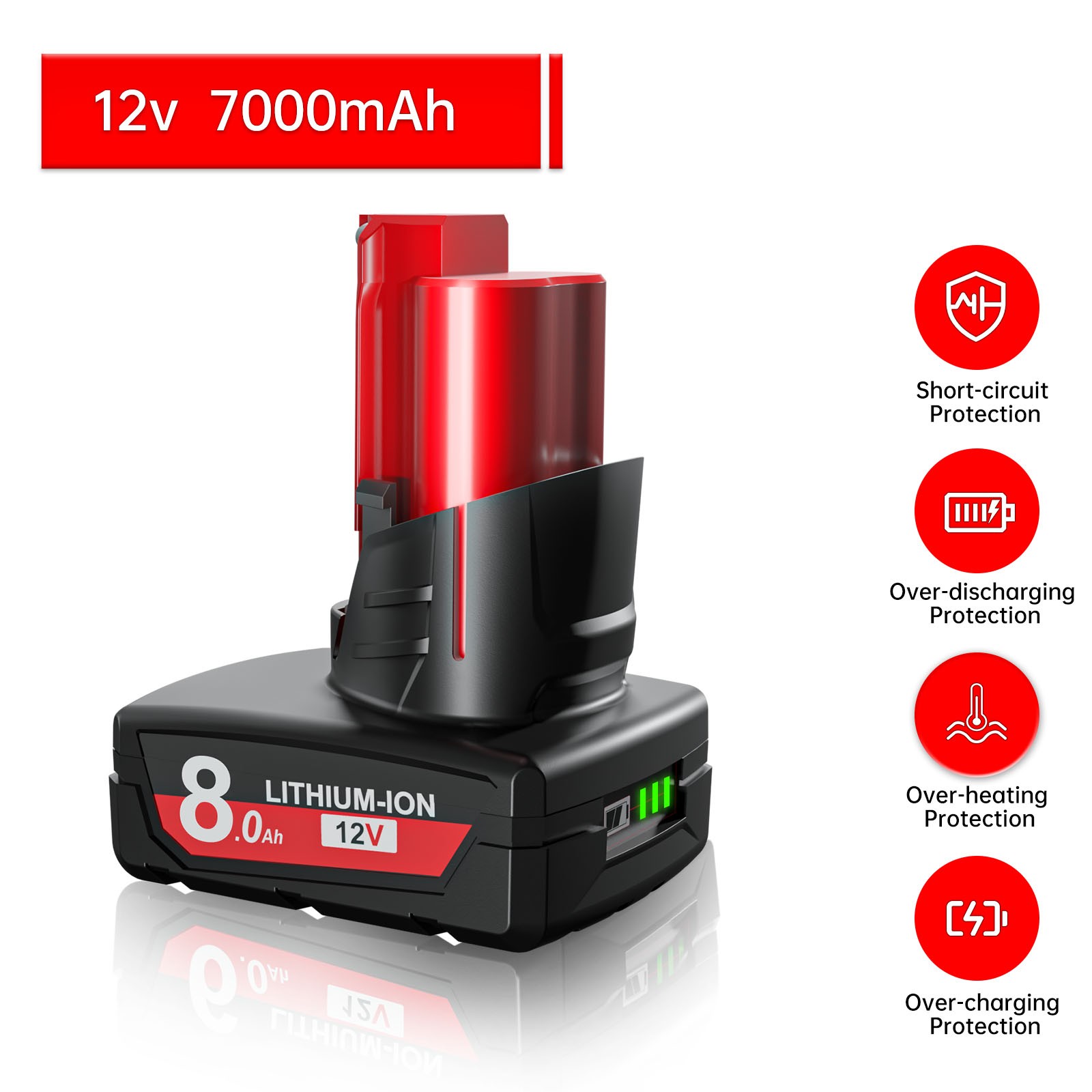 1-4X 8.0ah For Milwaukee Cordless Power Tools For M12 Lithium Battery/Charger