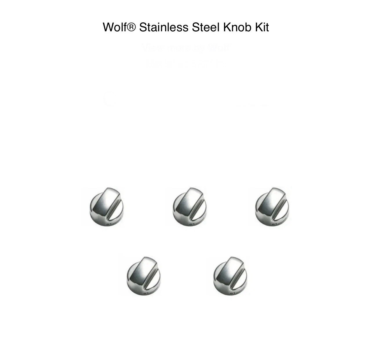 WOLF STAINLESS”plastic/metal”KNOB SET (7pc) FOR GR366 RANGES, C-pics & desc