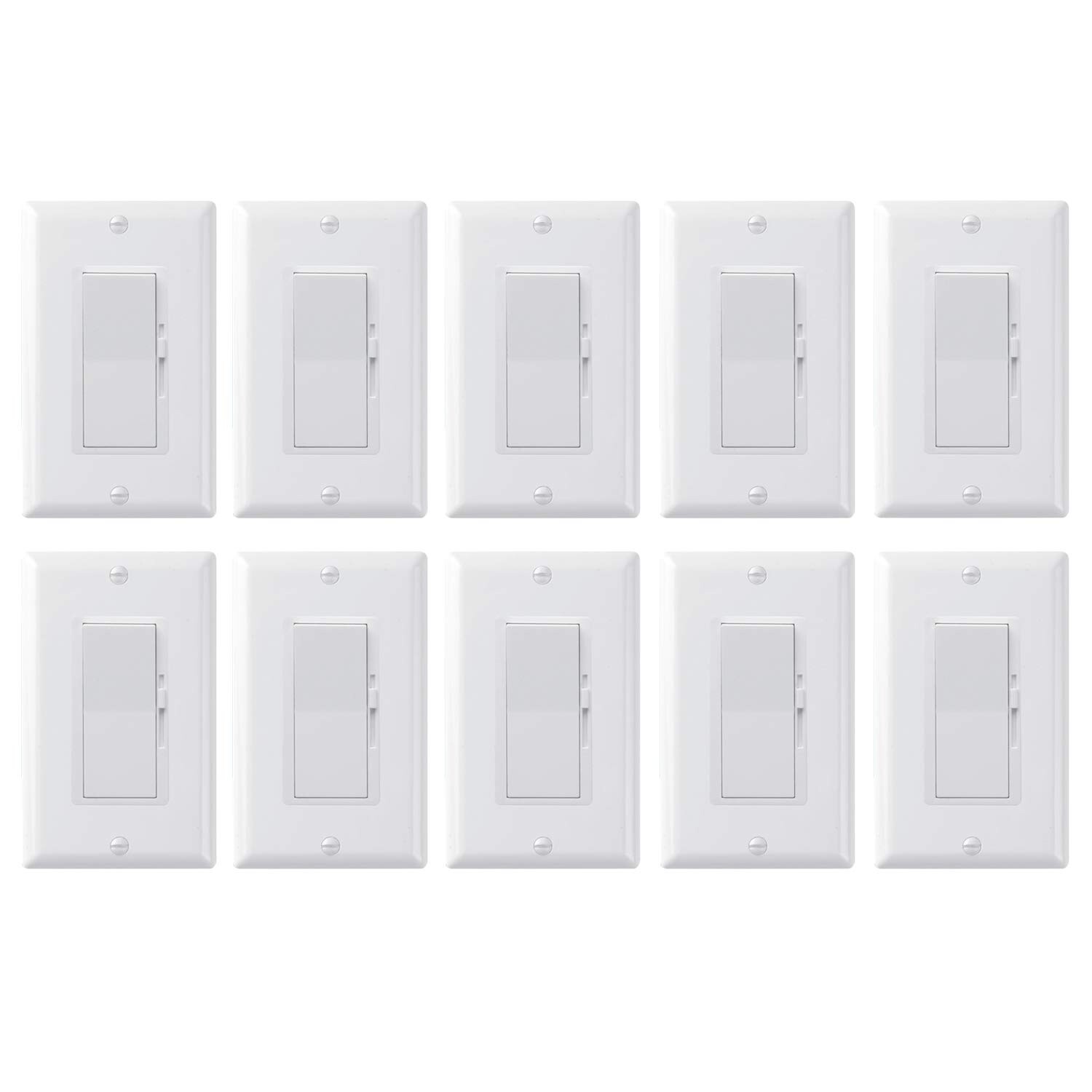 Decora Dimmer Light Switch Single Pole / 3-Way – LED / Incandescent / CFL 10 PK