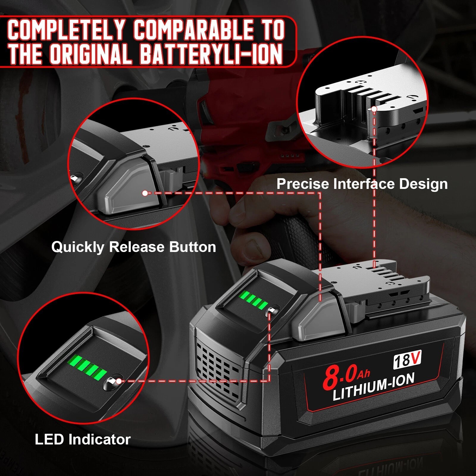 18V For Milwaukee for M18B9 8.0Ah Battery Extended Lithium 48-11-1880 Charger