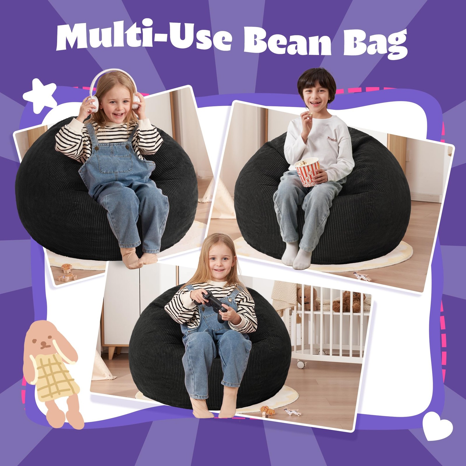 HABUTWAY 2FT Bean Bag Chair,Giant Bean Bag Chairs for Teens Adults,Big Bean B…