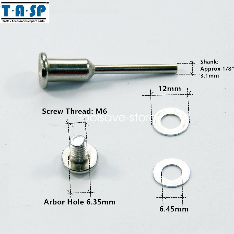 6PC Dremel Screw Head Mandrel Rotary Holder 1/4″ Arbor Hole 1/8″ 3.2mm Shank