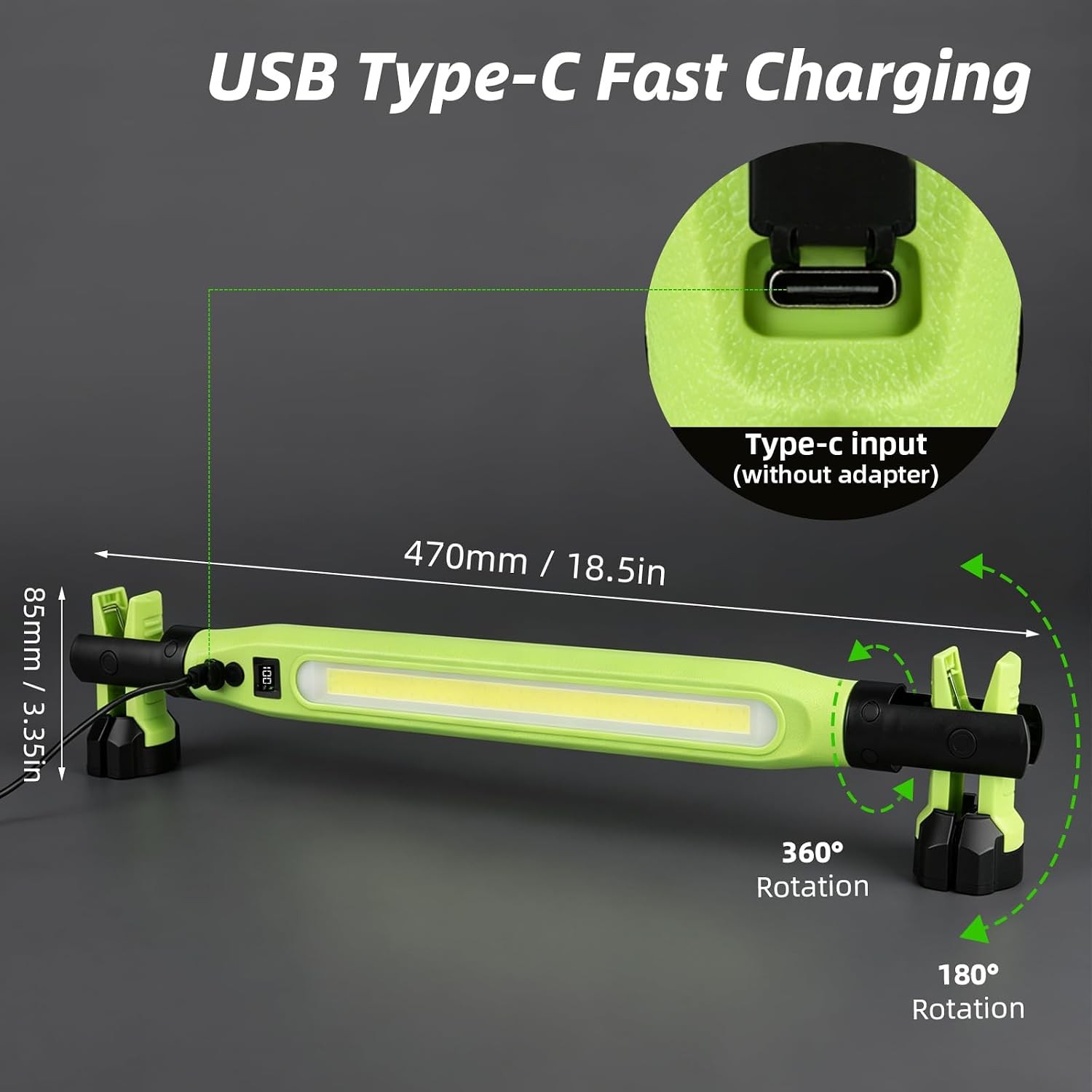 3000LM Rechargeable LED Work Light 525mm Magnetic Under Hood Light Bar with Hook
