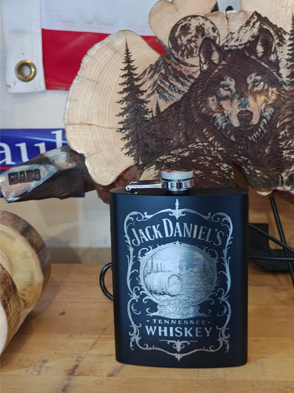 Laser Engraved Stainless Steel Hip Pocket Flask Matte Finish 8 Oz – Jack Daniels