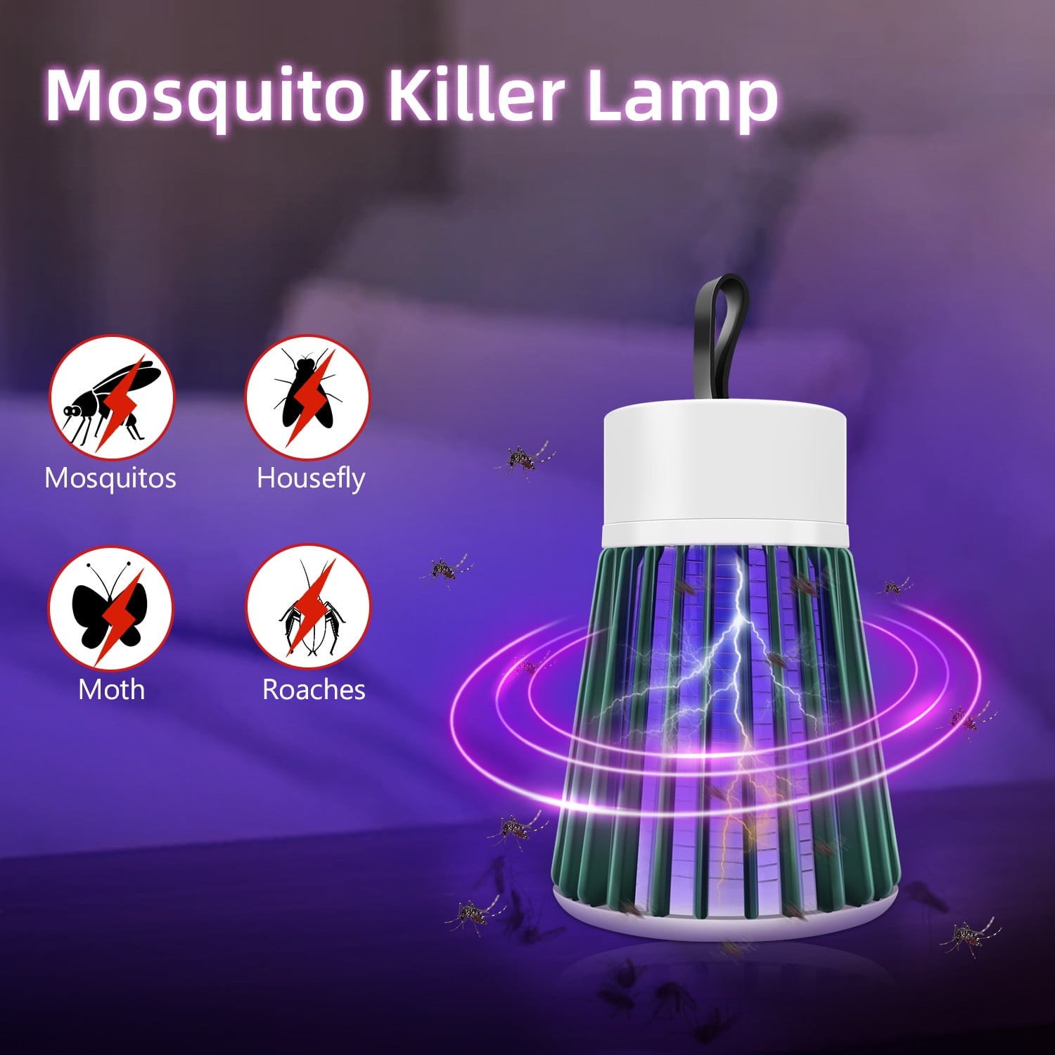 Bug Zapper Indoor Outdoor Electric Insert Killer Fly Mosquito Trap Light, White