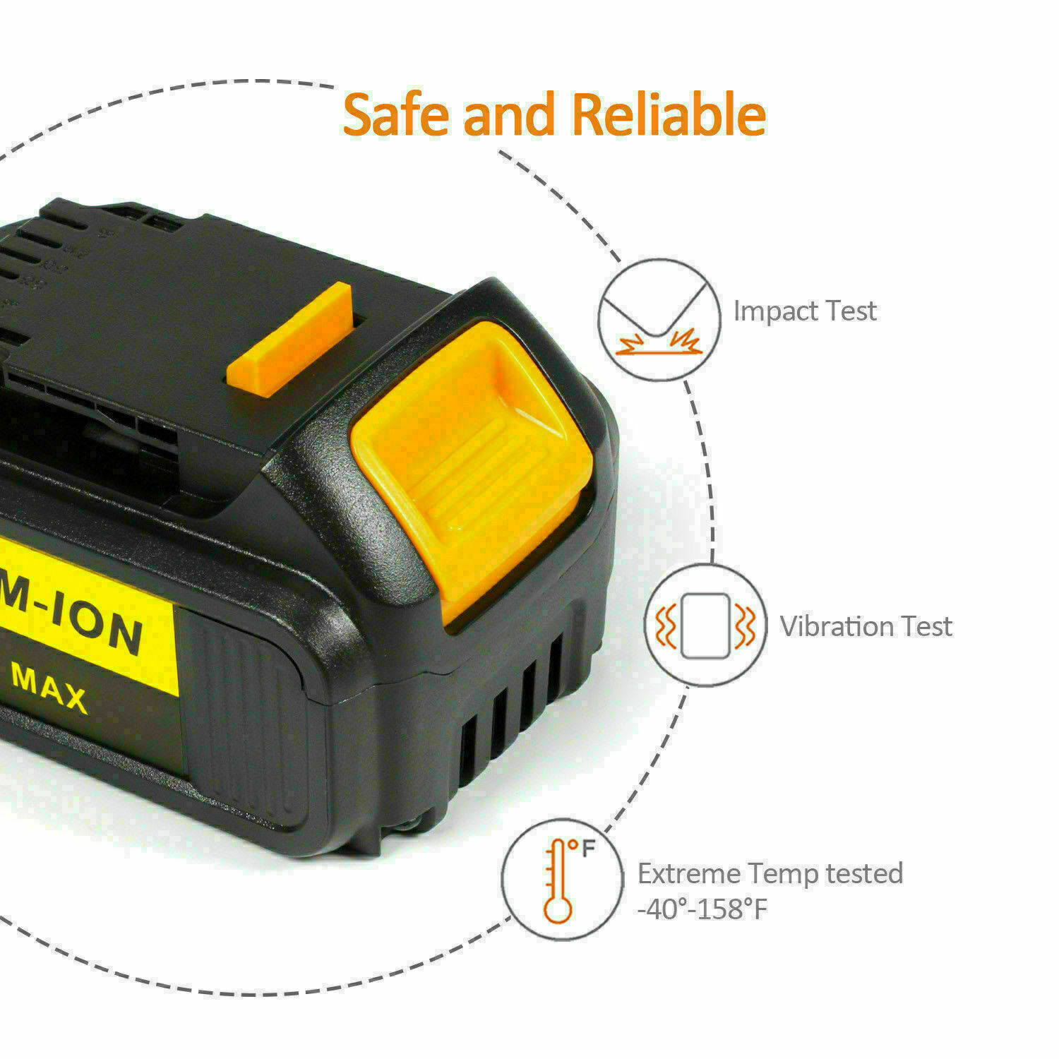 1～2Pack For Dewalt 20V 20 Volt Max 5AH Lithium Battery DCB206-2 DCB205-2/ DCB112
