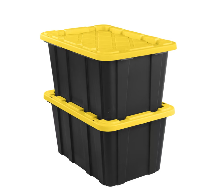 6 Pack Sterilite 27 Gallon Large Plastic Storage Tote with Snap-On Lid