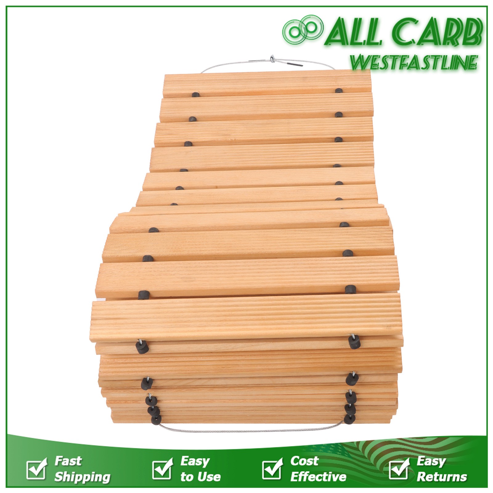 12ft Lx17 in W Straight Wooden Garden Pathway Roll Out With Wire Rope Connection