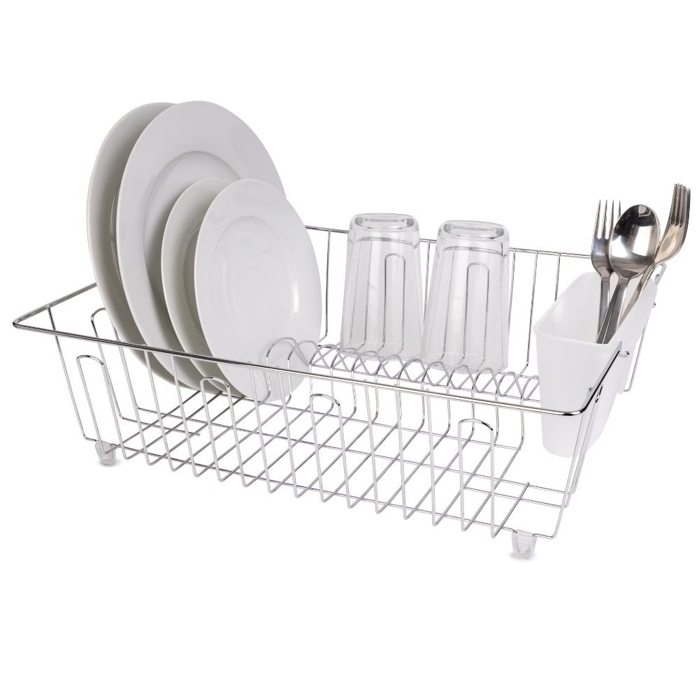 Stainless Steel Kitchen Dish Drying Rack and Drainer, Rust-Resistant Countertop