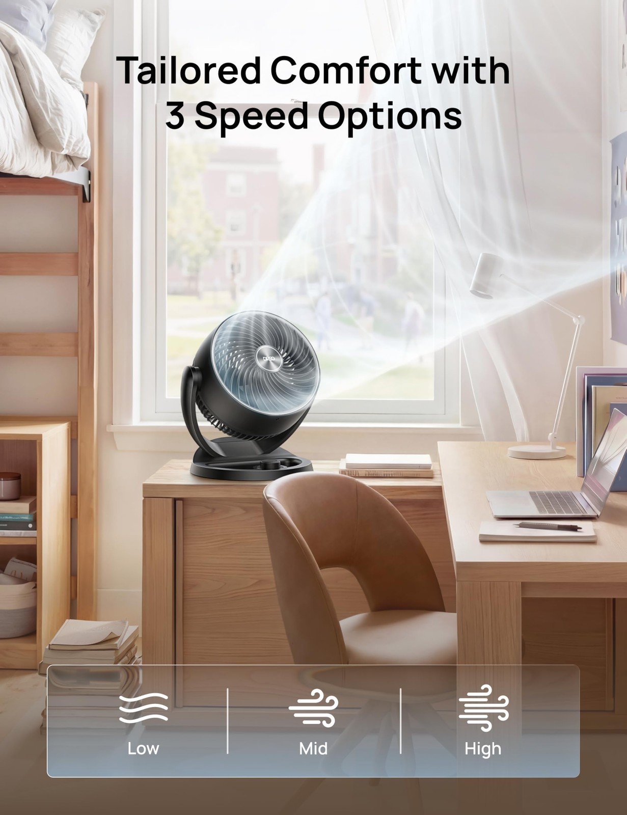 DREO Fan for Bedroom, 12 Inches, 70ft Powerful Airflow, 25db Quiet Table Air …