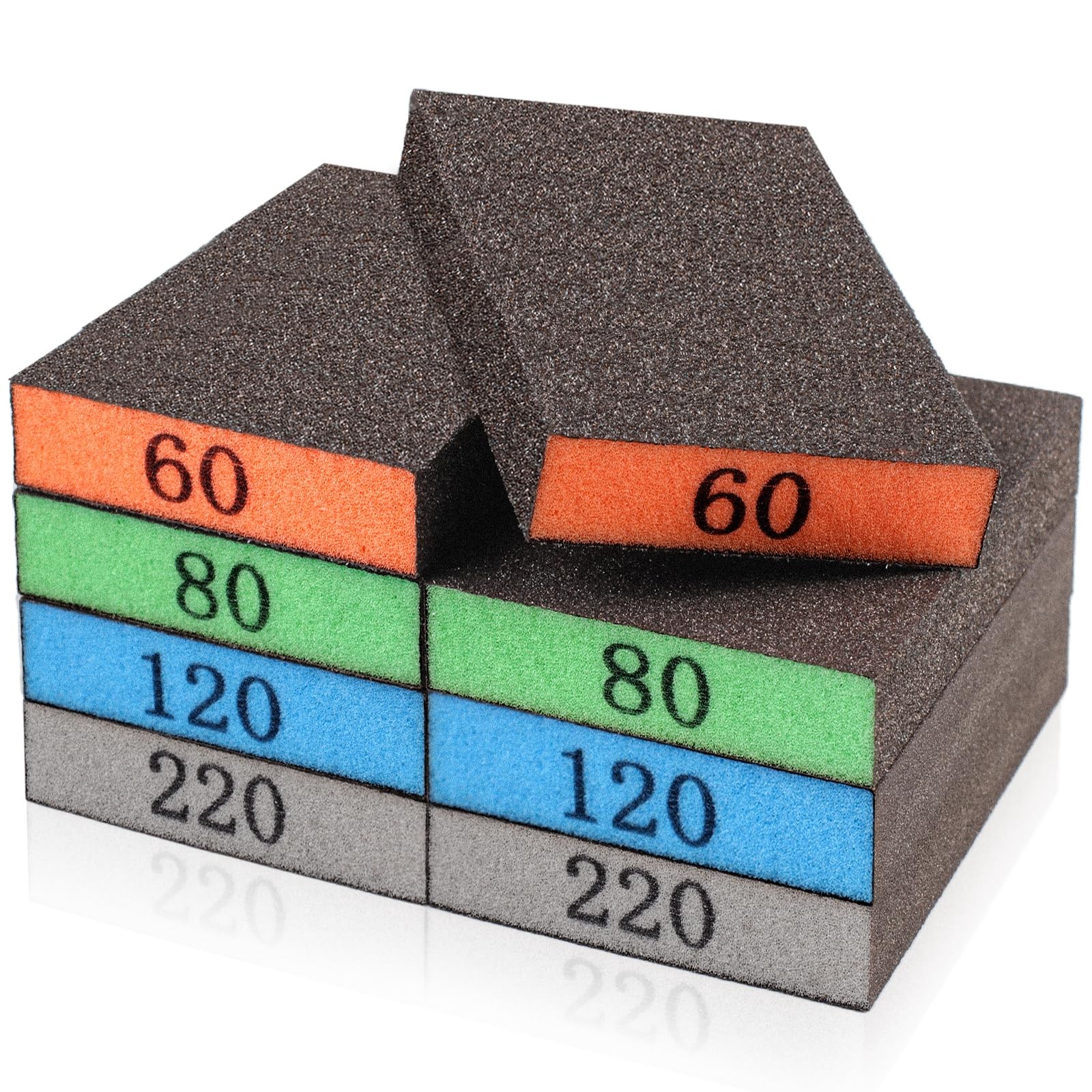 Sanding Sponge Assortment 8 Pack Includes 60 80 120 220 Grit Reusable