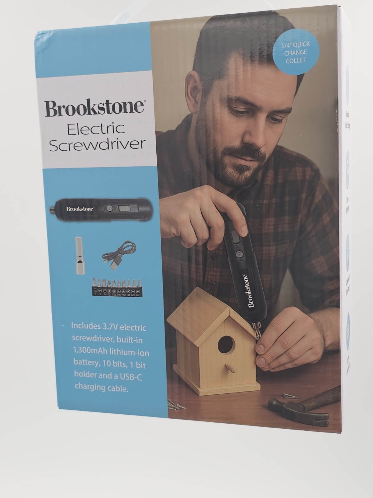 Brookstone Electric Screwdriver BR-ESCR-200 USB-C Rechargeable 1300mAh + Bits