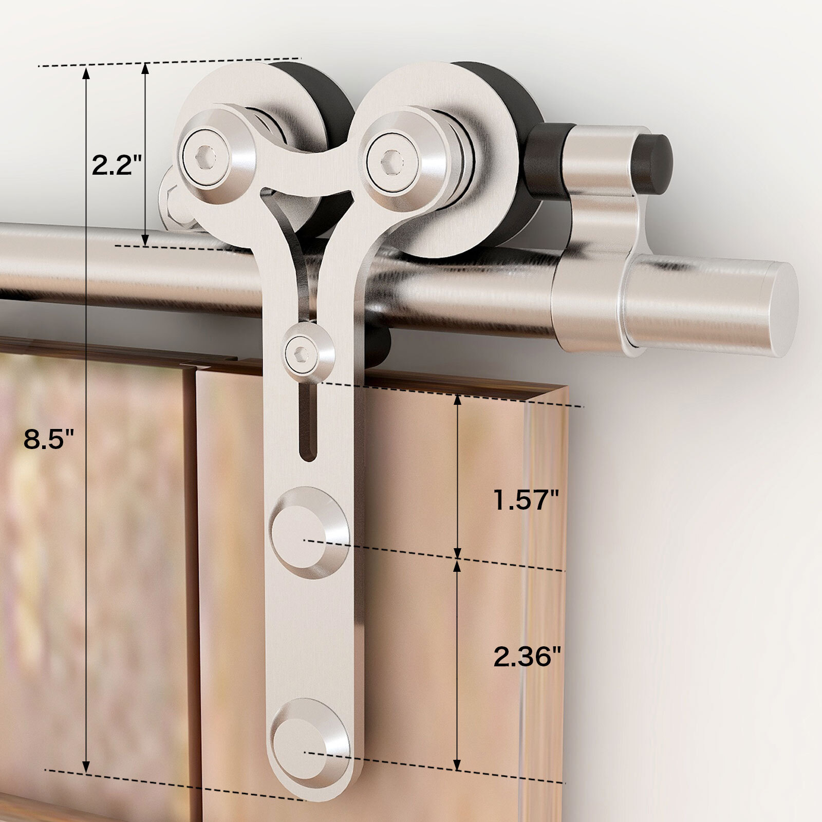 CCJH 4FT-16FT Stainless Steel Sliding Barn Door Hardware Kit Track for Wood Door