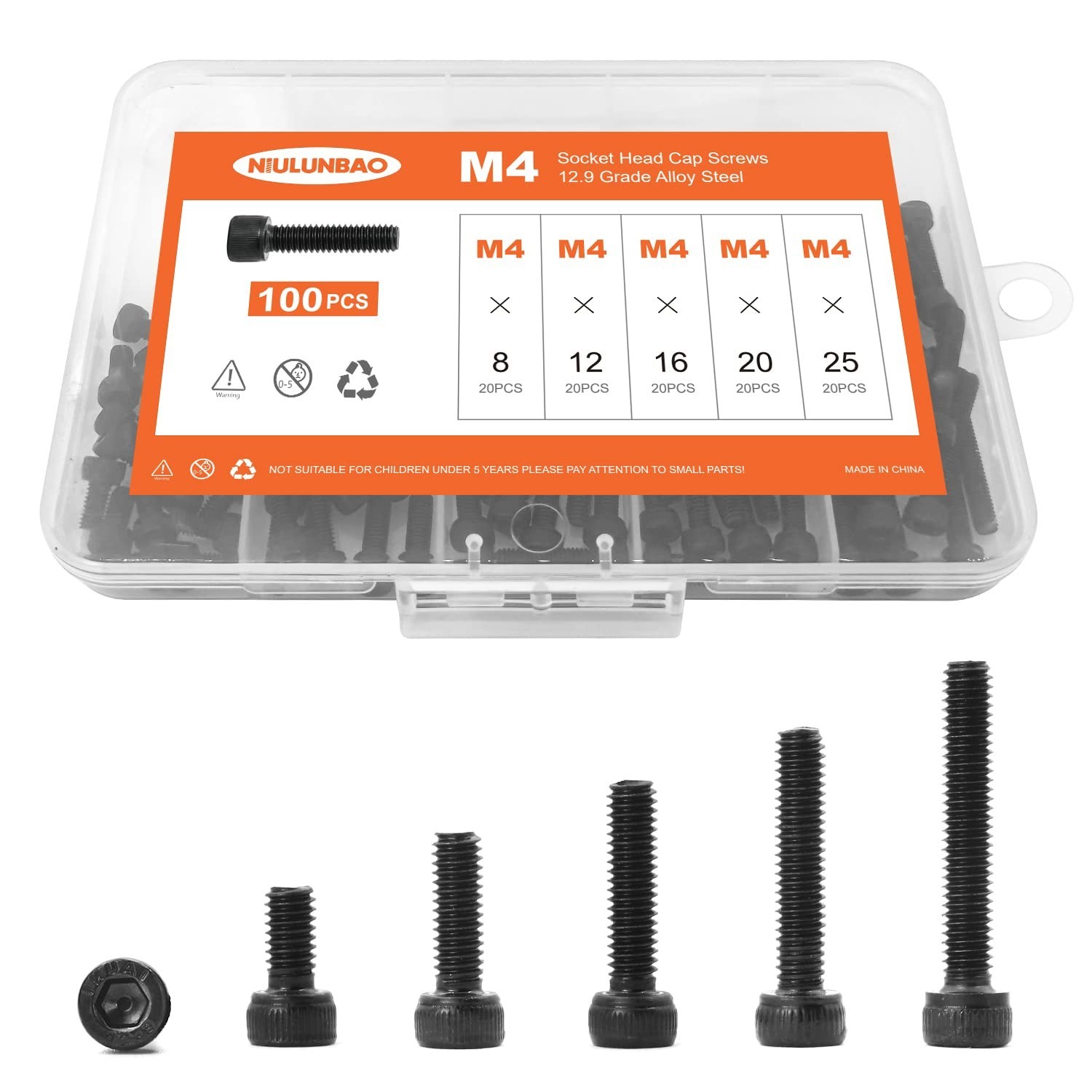 M4 x 8mm 12mm 16mm 20mm 25mm Hex Socket Head Cap Screws Bolts, 12.9 Grade All…