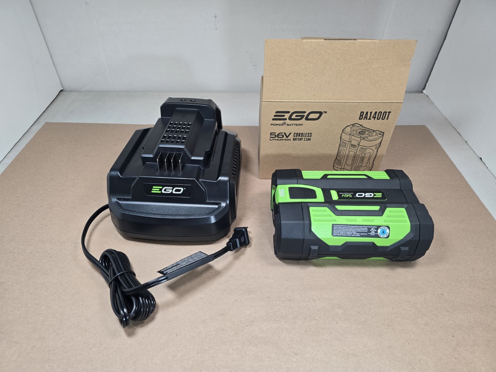New EGO Power+ 56V 2.5Ah Battery BA1400 & CH2100 Standard Charger Open Box