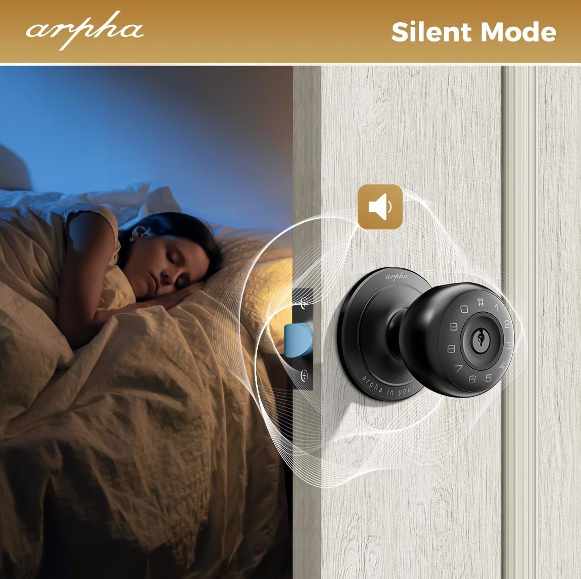 ARPHA Keyless Smart Door Knob Fingerprint Entry Auto Lock Handle D258 Door Lock