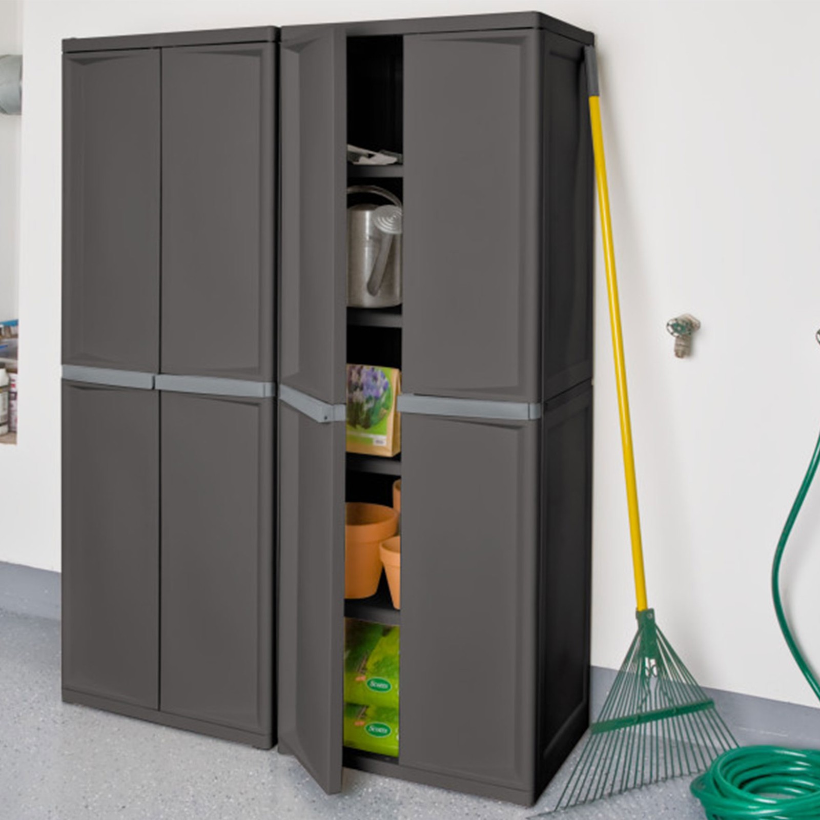 Sterilite Storage Cabinet, Garage, Pantry, & Kitchen Organizer, 4 Shelves, Gray