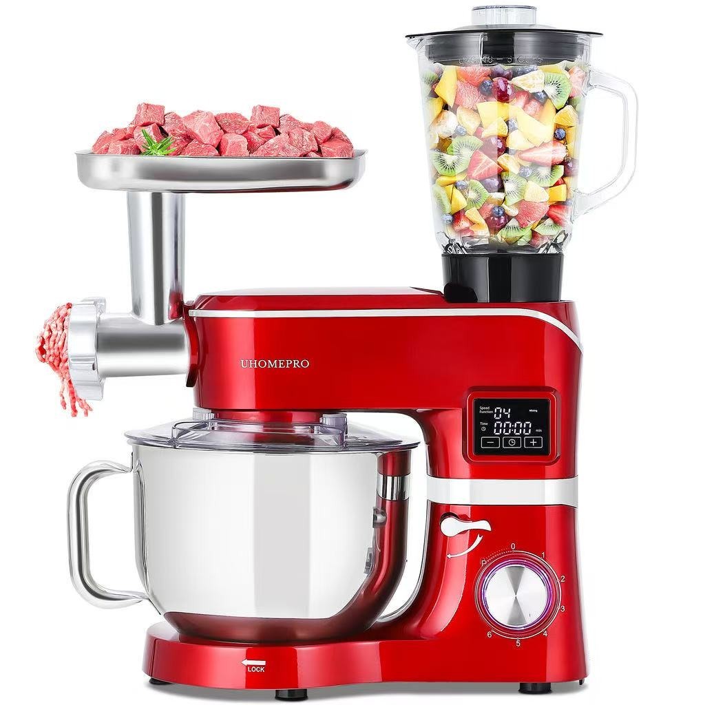 9-in-1 Stand Mixer, 6.5 QT Tilt-Head 6+P Speed Food Mixer, Multifunctional Elect