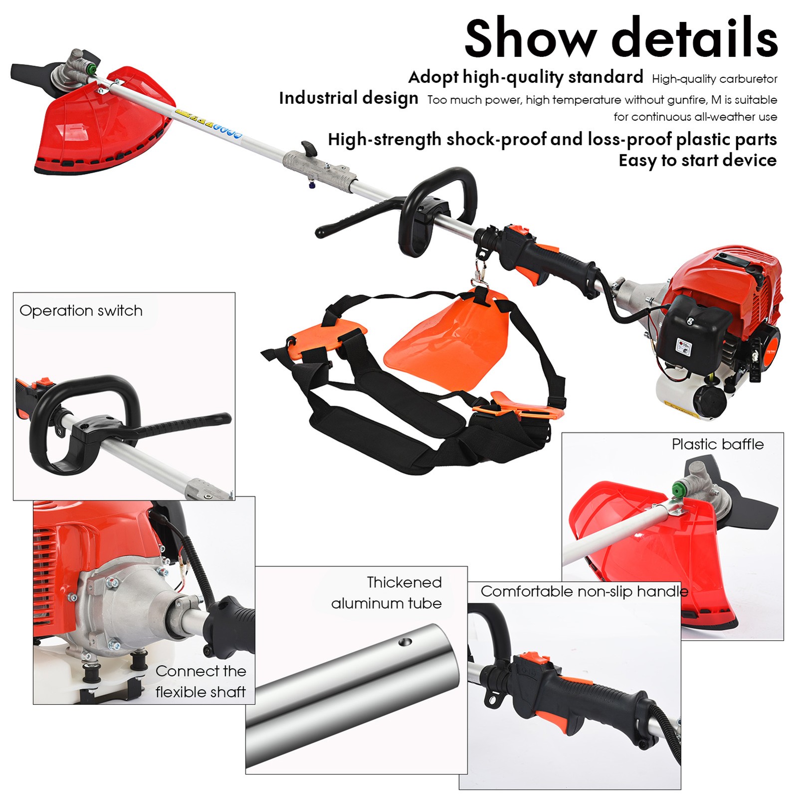 5-in-1 Multi-Functional Trimming Tools Gas Hedge Trimmer 52CC Weed Eater